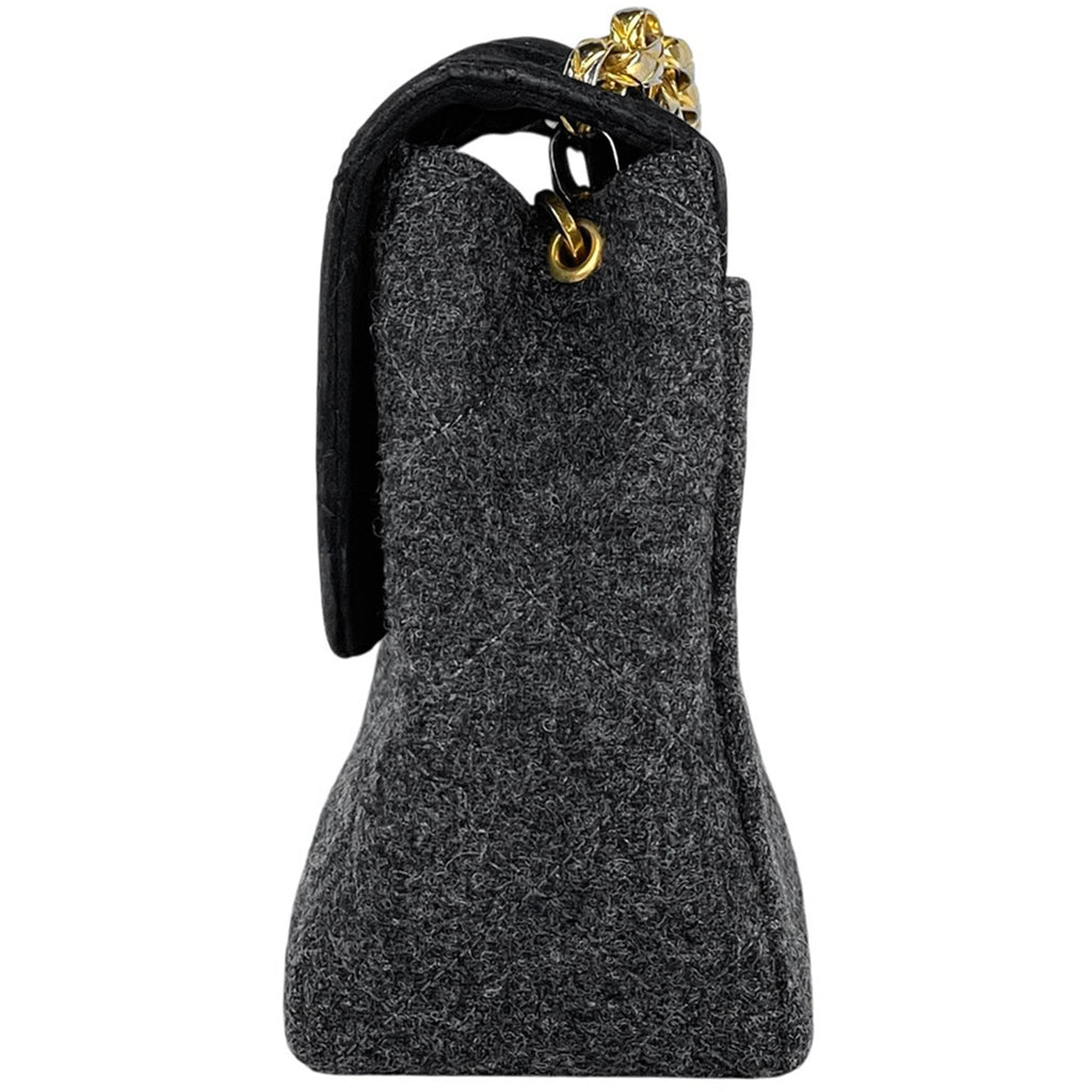 シャネル ココマーク チェーン ショルダーバッグ マトラッセ ショルダーバッグ ファブリック グレー ブラック レディース 【中古】brbag