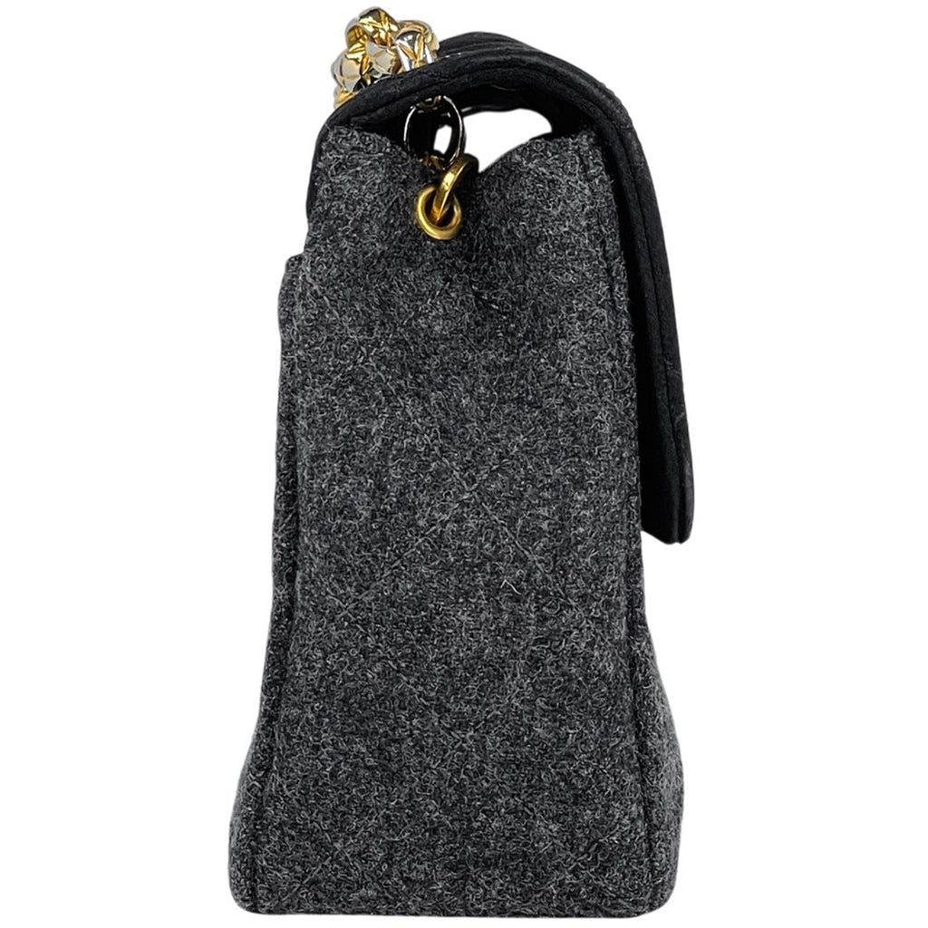 シャネル ココマーク チェーン ショルダーバッグ マトラッセ ショルダーバッグ ファブリック グレー ブラック レディース 【中古】brbag