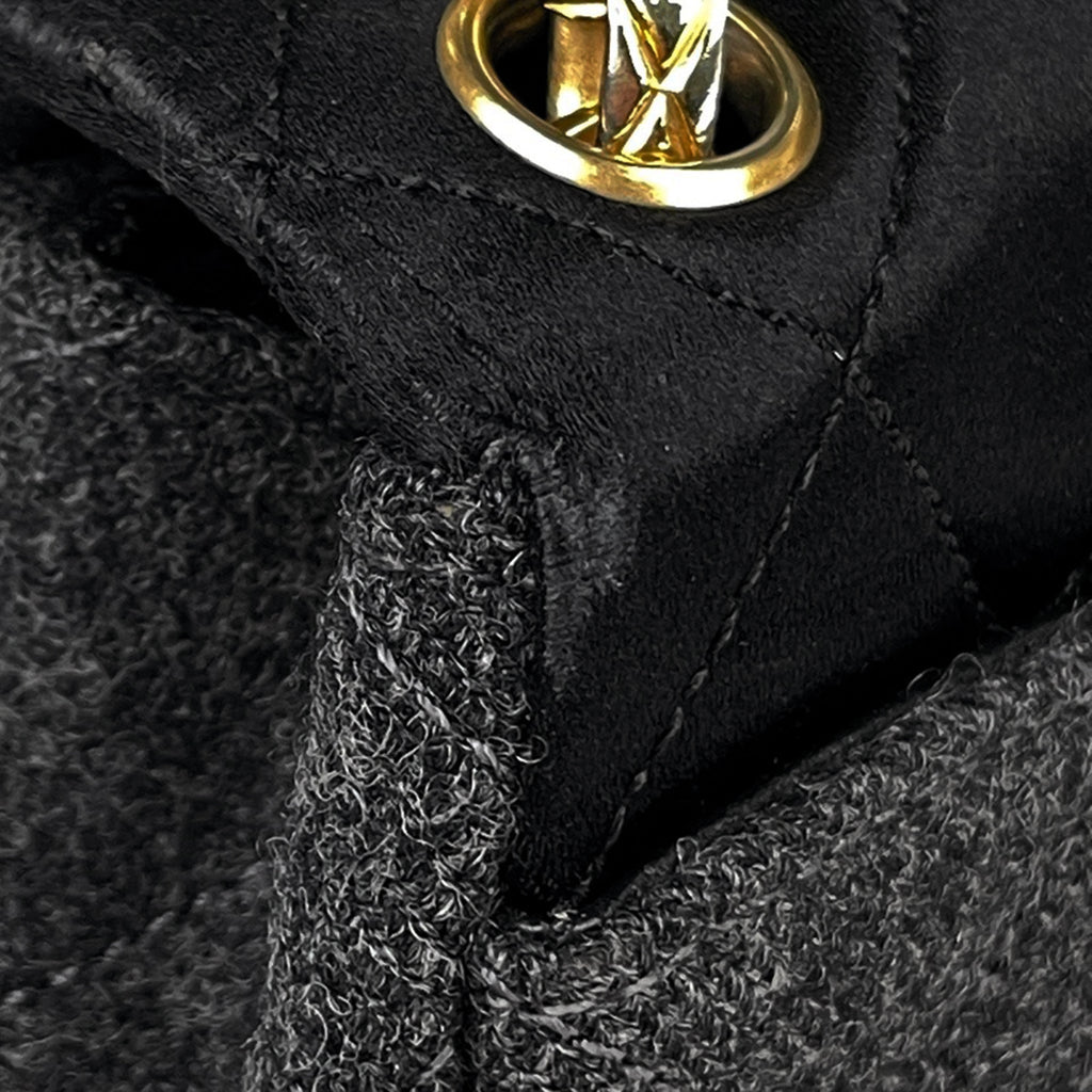 シャネル ココマーク チェーン ショルダーバッグ マトラッセ ショルダーバッグ ファブリック グレー ブラック レディース 【中古】brbag