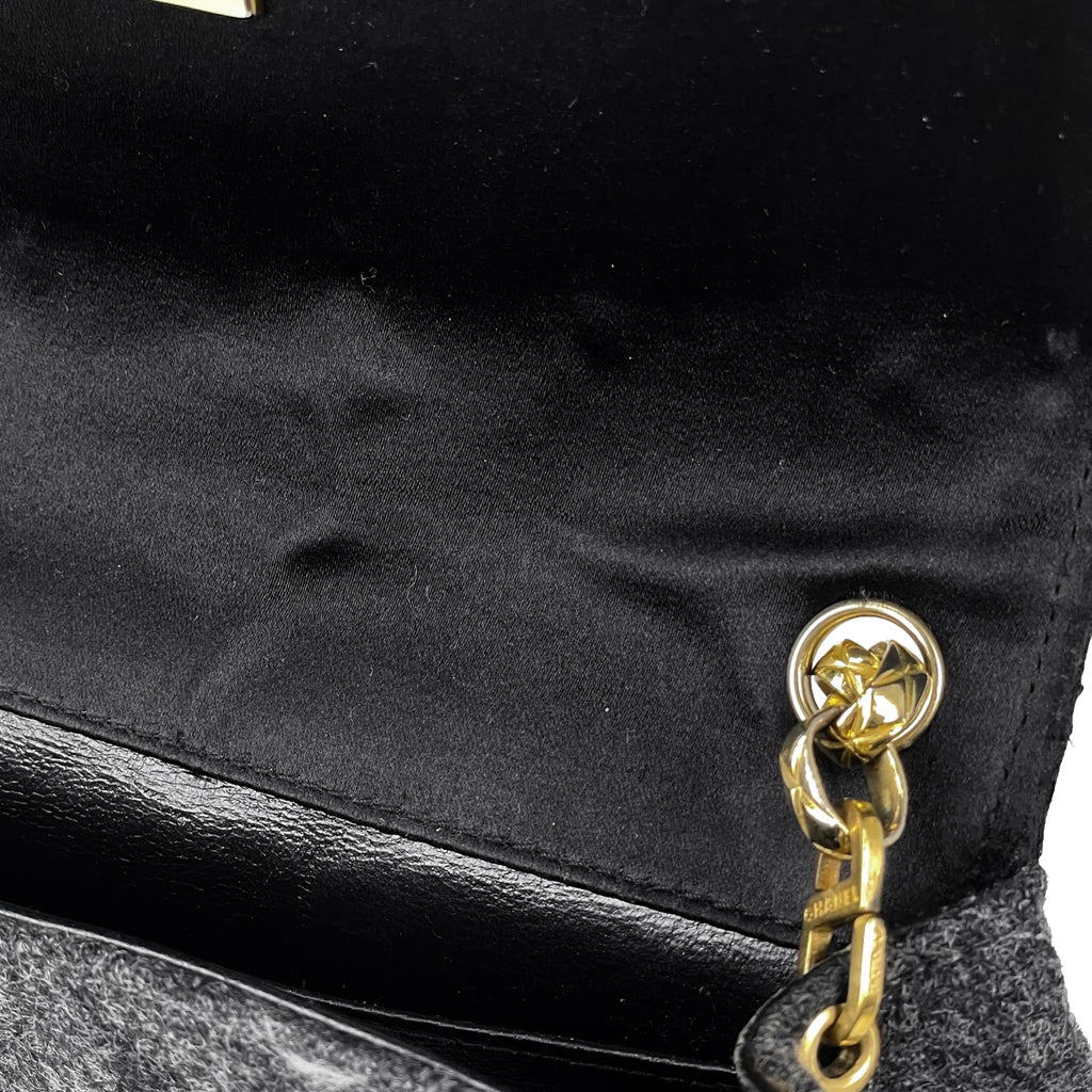 シャネル ココマーク チェーン ショルダーバッグ マトラッセ ショルダーバッグ ファブリック グレー ブラック レディース 【中古】brbag