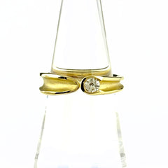 ダイヤモンド デザインリング YG イエローゴールド 指輪 リング 12号 K18 ダイヤモンド レディース ノンブランドジュエリー 【中古】nbjwl