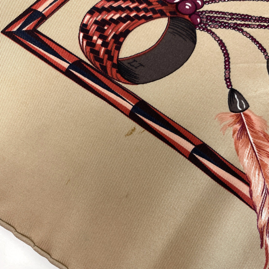 エルメス カレ 90 BRAZIL ブラジル スカーフ シルク ベージュ レッド レディース 【中古】brbag