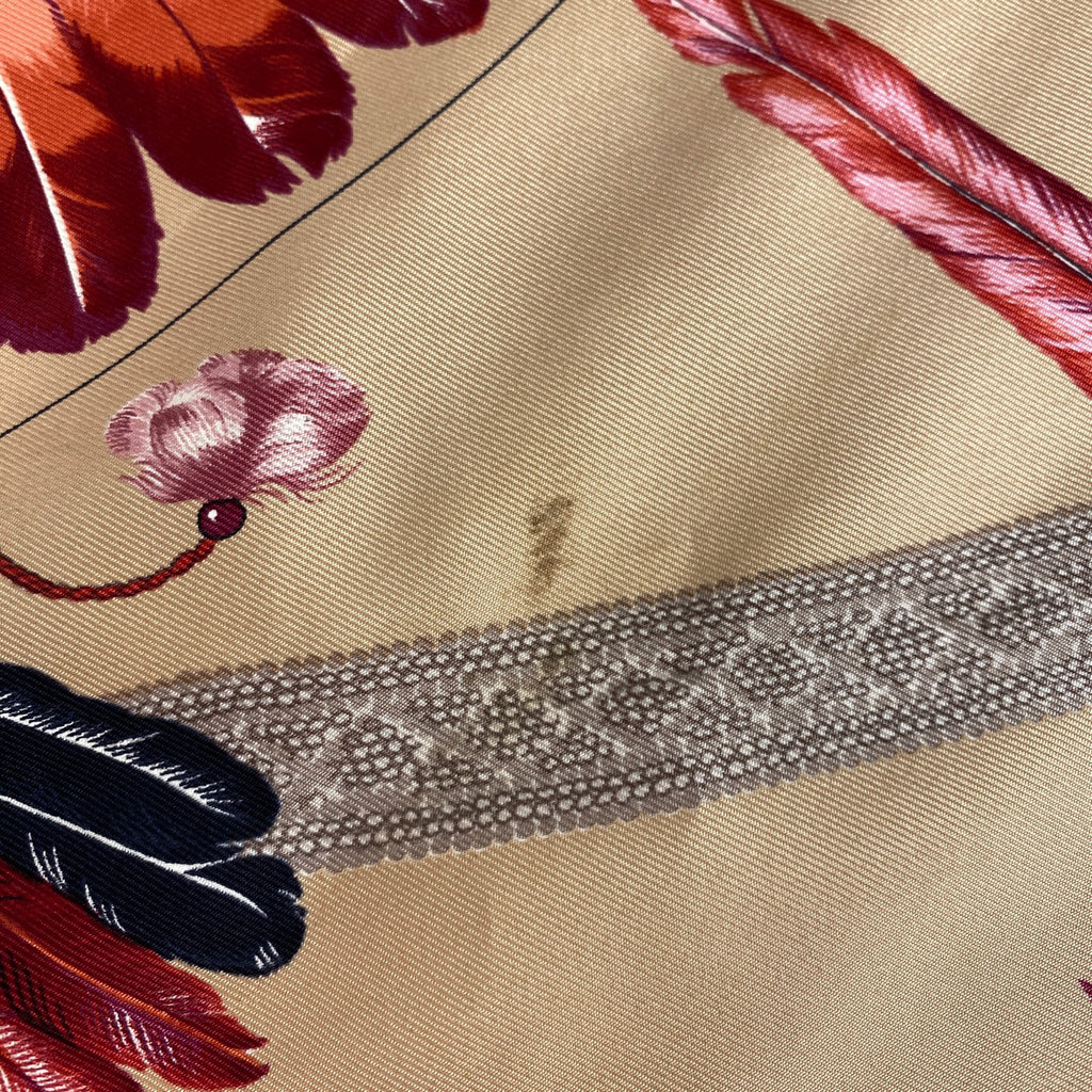 エルメス カレ 90 BRAZIL ブラジル スカーフ シルク ベージュ レッド レディース 【中古】brbag