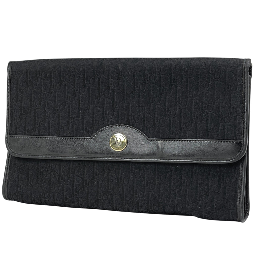 クリスチャンディオール ハニカム柄 クラッチバッグ セカンドバッグ クラッチバッグ キャンバス ブラック レディース 【中古】brbag