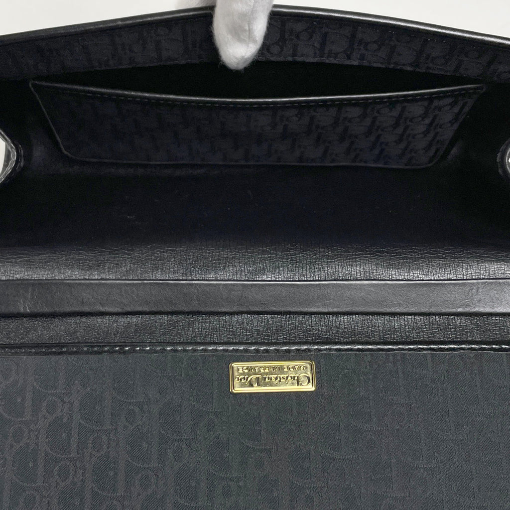 クリスチャンディオール ハニカム柄 クラッチバッグ セカンドバッグ クラッチバッグ キャンバス ブラック レディース 【中古】brbag