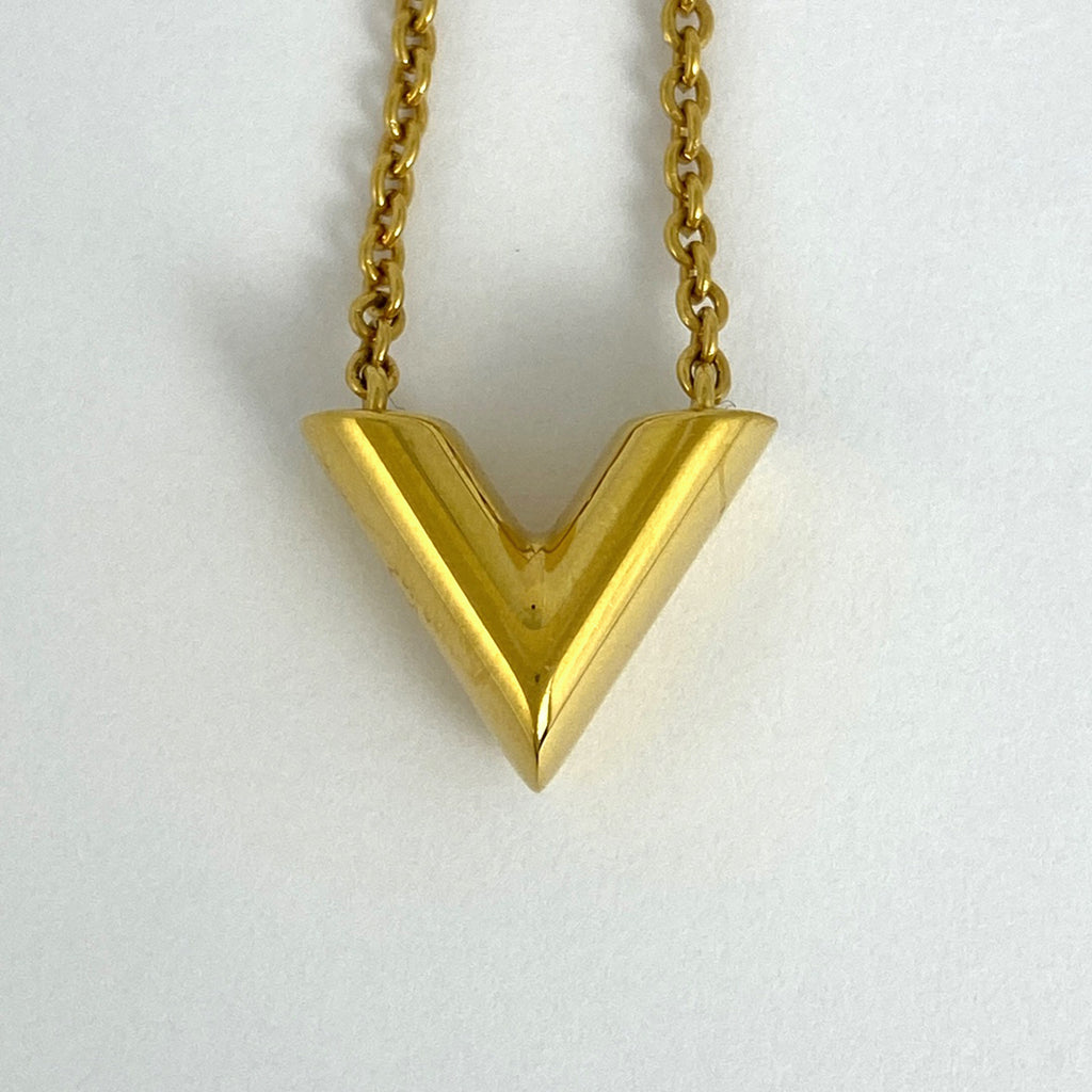 ルイ・ヴィトン エセンシャル V ネックレス ロゴ ネックレス GP ゴールド レディース 【中古】bracc