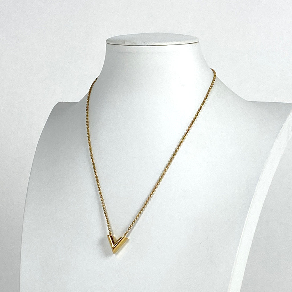 ルイ・ヴィトン エセンシャル V ネックレス ロゴ ネックレス GP ゴールド レディース 【中古】bracc