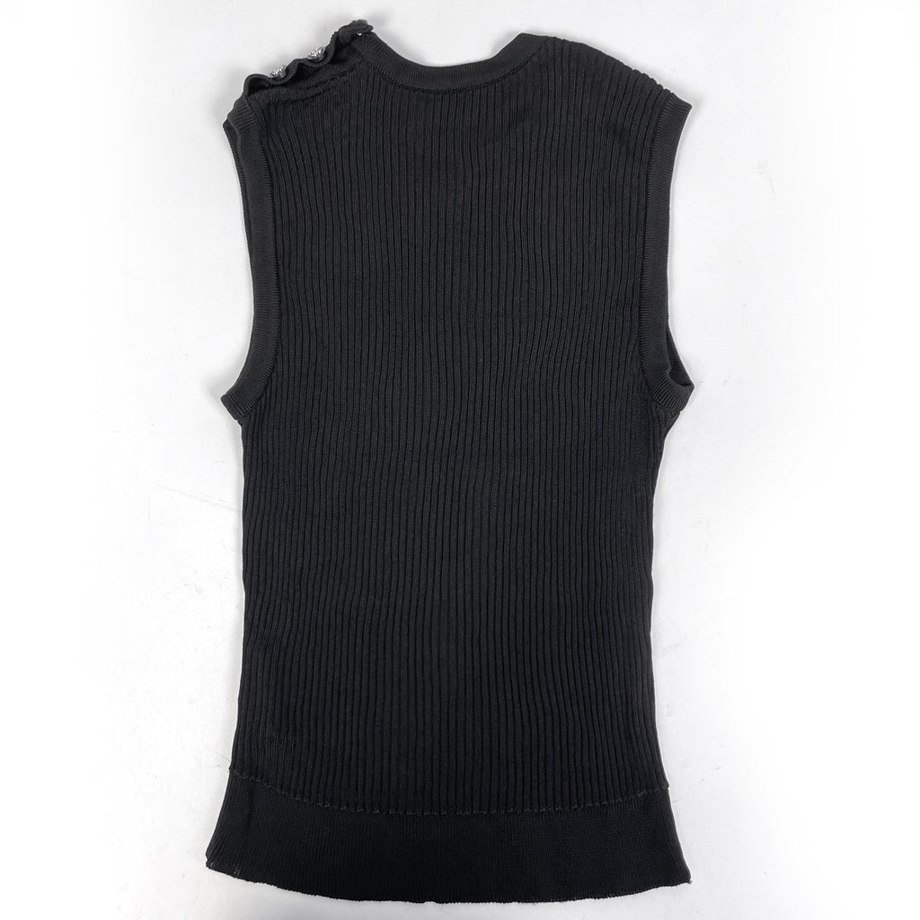 シャネル ココマークボタン ノースリーブ ニット トップス レーヨン ブラック レディース 【中古】brapp