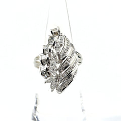 メレダイヤ デザインリング プラチナ 指輪 リング 10号 Pt900 ダイヤモンド レディース ノンブランドジュエリー 【中古】nbjwl