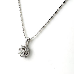 ダイヤモンド デザインネックレス プラチナ ペンダント メレダイヤ ネックレス Pt950 Pt850 ダイヤモンド レディース ノンブランドジュエリー 【中古】nbjwl