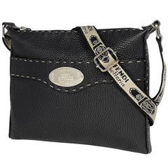 フェンディ セレリア ショルダーバッグ ロゴ 斜め掛け ショルダーバッグ レザー ブラック 8BT092 レディース 【中古】brbag