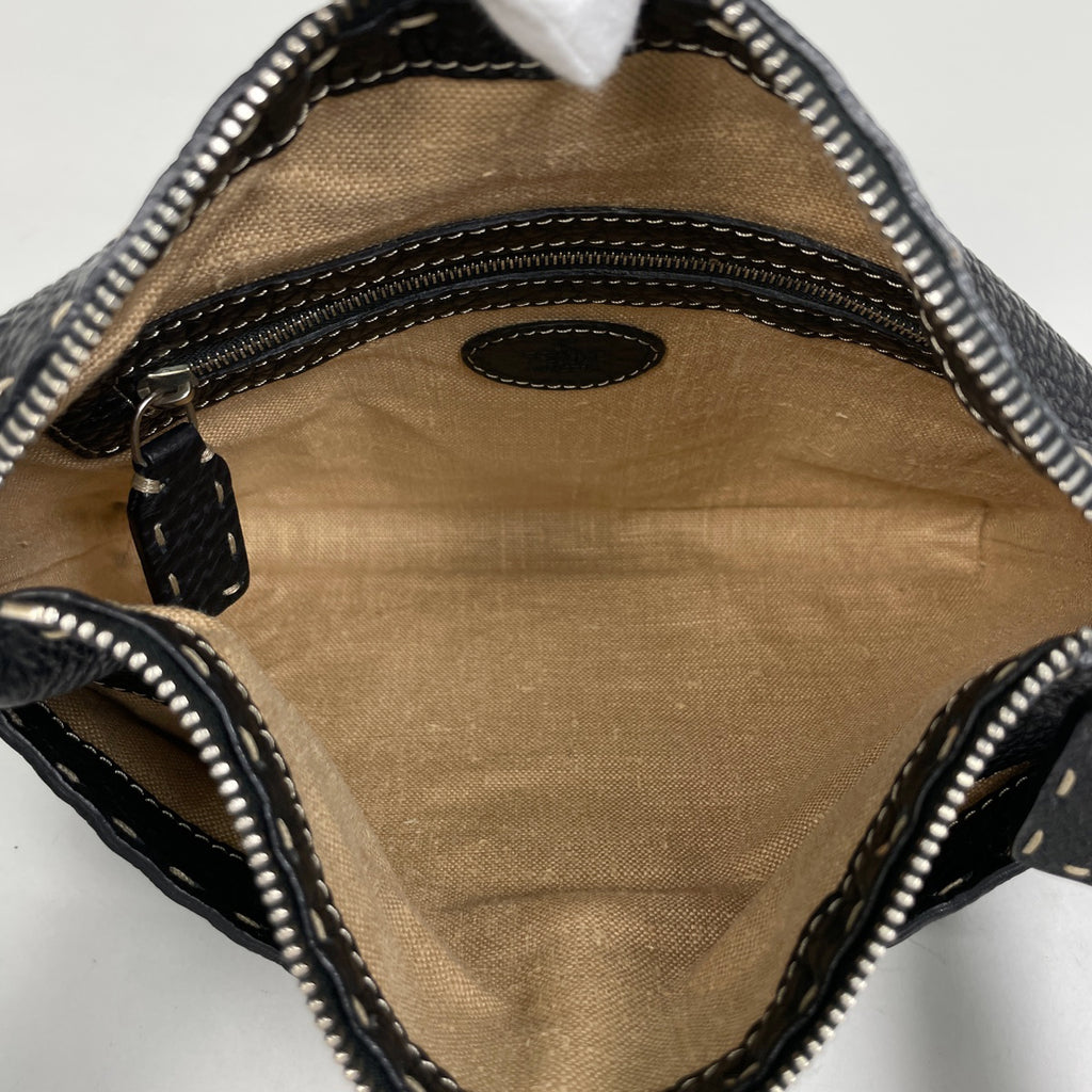 フェンディ セレリア ショルダーバッグ ロゴ 斜め掛け ショルダーバッグ レザー ブラック 8BT092 レディース 【中古】brbag