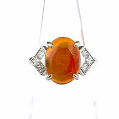 ファイアオパール デザインリング プラチナ 指輪 メレダイヤ リング 11.5号 Pt900 ファイアオパール レディース ノンブランドジュエリー 【中古】nbjwl