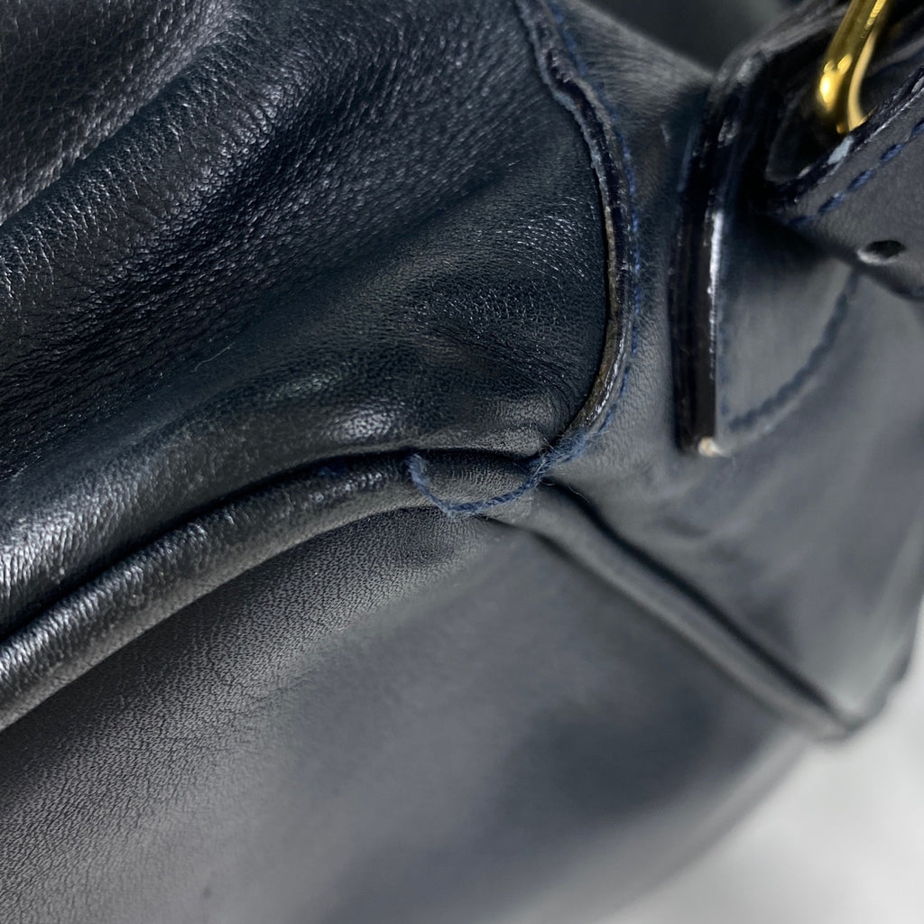 グッチ バンブー リュックサック デイパック バックパック 00320580016 オールドグッチ リュック レザー ネイビー レディース 【中古】brbag