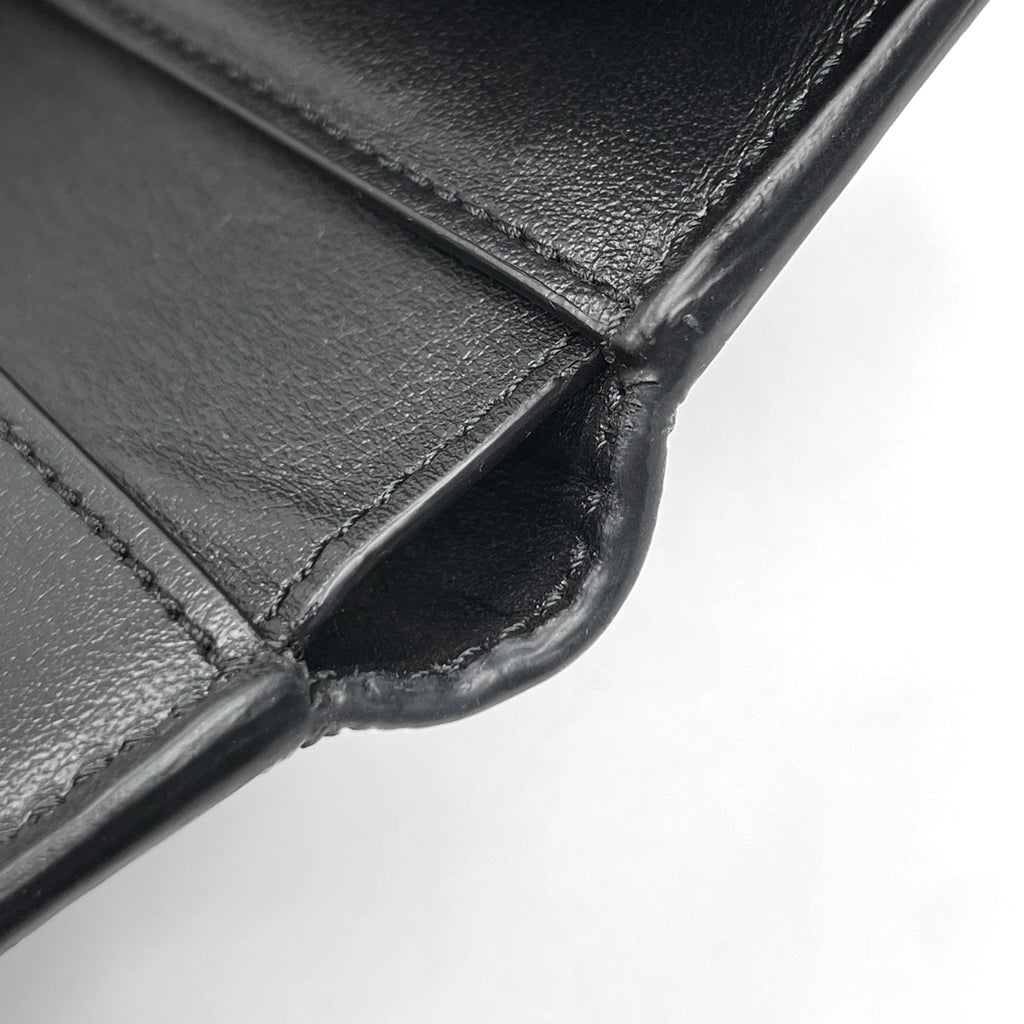 セリーヌ ファイン ストラップ ウォレット ニノ トリオンフ コンパクト 三つ折り財布 レザー ブラック レディース 【中古】brbag