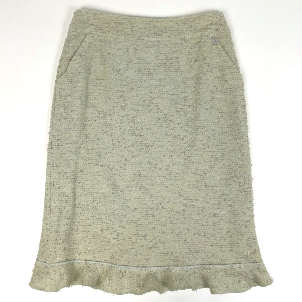 シャネル ココマークボタン セットアップ フリル 99A セットアップ スカートスーツ ライトグリーン レディース 【中古】brapp