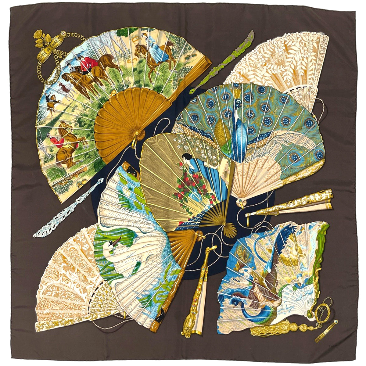 エルメス カレ90 スカーフ BRISE DE CHARME 魅惑のそよかぜ バイセル公式】エルメス カレ90 BRISE de CHARME 魅惑のそよ風 扇子