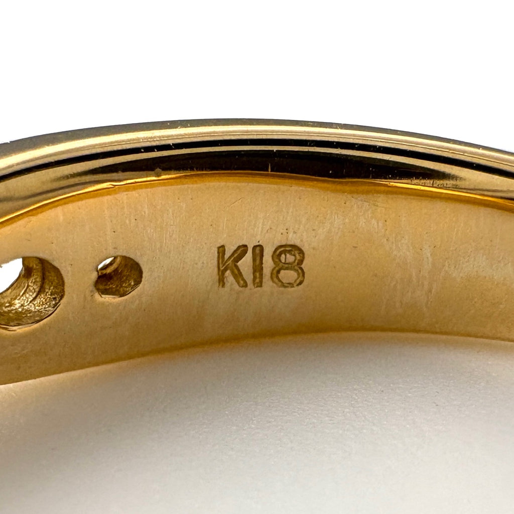 ルビー デザインリング YG イエローゴールド 指輪 メレダイヤ リング 14.5号 K18 ルビー ダイヤモンド レディース ノンブランドジュエリー 【中古】nbjwl