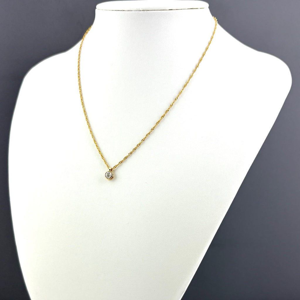 ダイヤモンド デザインネックレス YG イエローゴールド ペンダント ネックレス K18 750 ダイヤモンド レディース 【中古】nbjwl