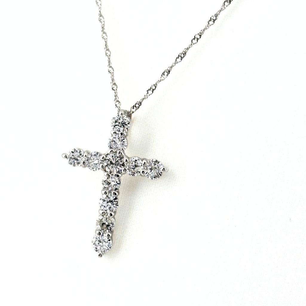 クロスモチーフ ネックレス プラチナ ペンダント メレダイヤ 十字架 ネックレス Pt900 Pt850 ダイヤモンド レディース ノンブランドジュエリー 【中古】nbjwl