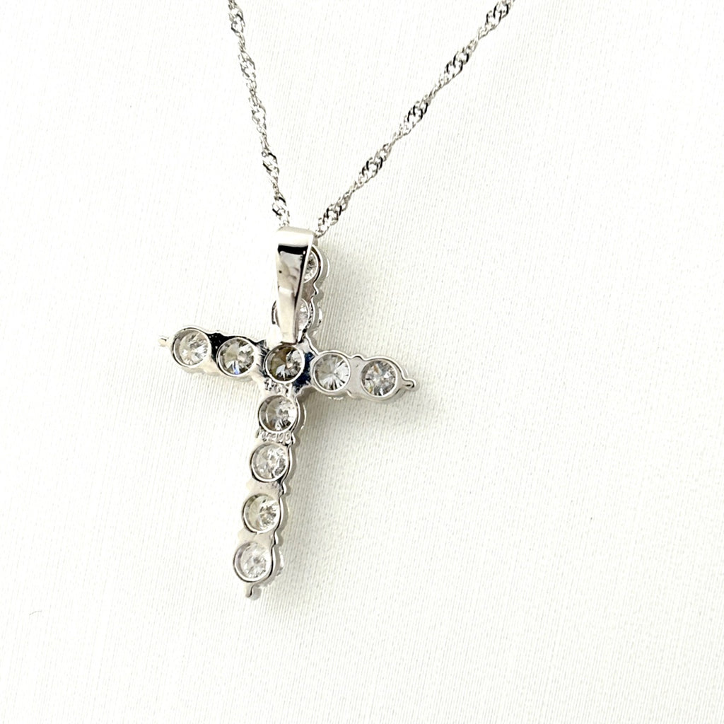 クロスモチーフ ネックレス プラチナ ペンダント メレダイヤ 十字架 ネックレス Pt900 Pt850 ダイヤモンド レディース ノンブランドジュエリー 【中古】nbjwl