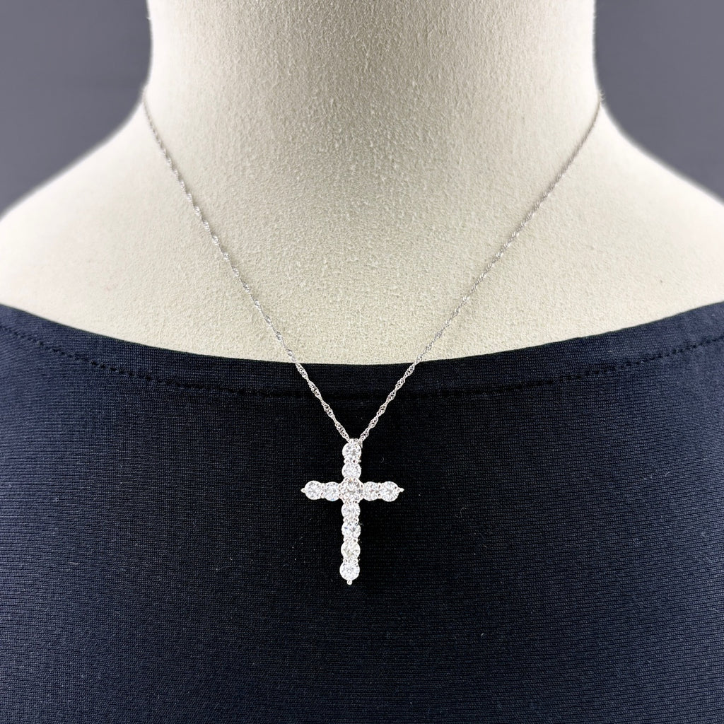 クロスモチーフ ネックレス プラチナ ペンダント メレダイヤ 十字架 ネックレス Pt900 Pt850 ダイヤモンド レディース ノンブランドジュエリー 【中古】nbjwl