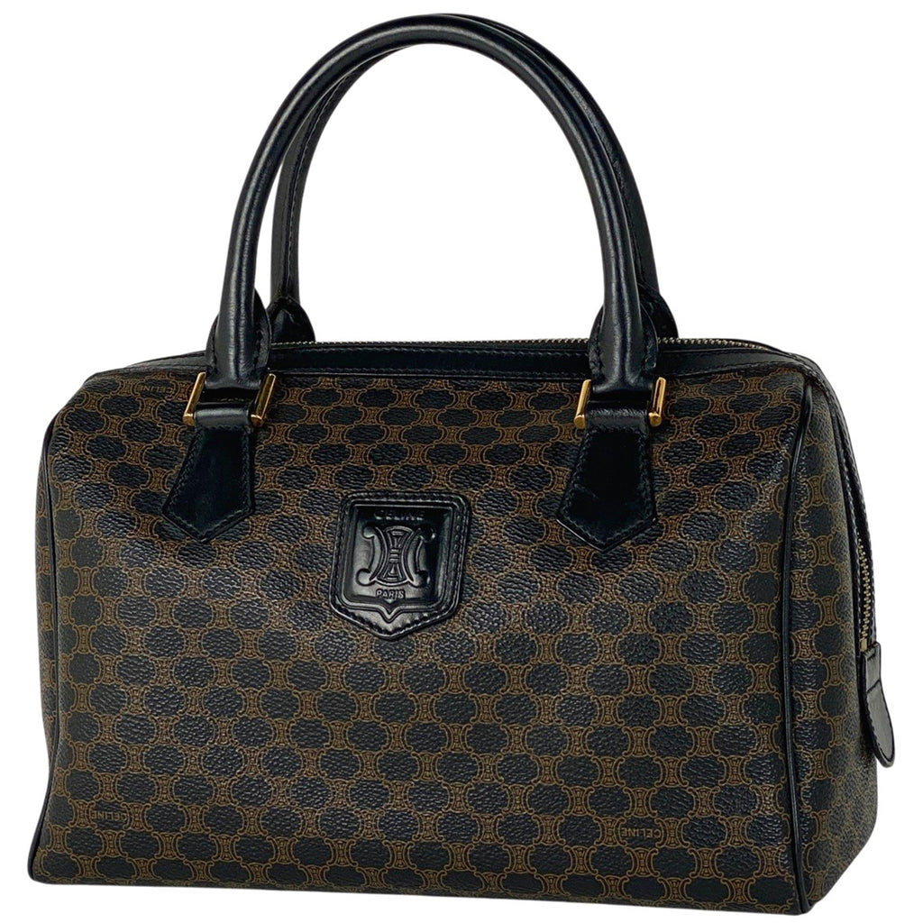 セリーヌ マカダム柄 ハンドバッグ ミニ ボストンバッグ ハンドバッグ コーティングキャンバス ブラック レディース 【中古】brbag