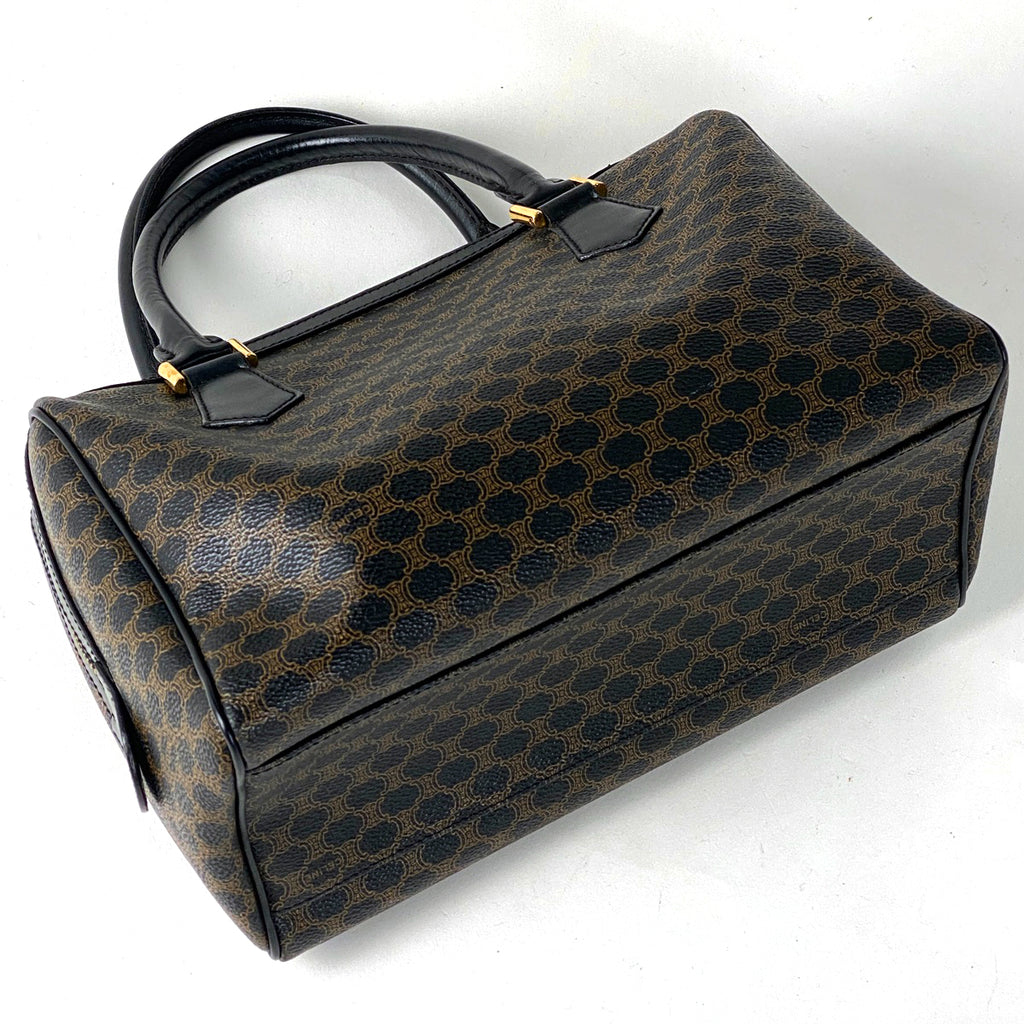 セリーヌ マカダム柄 ハンドバッグ ミニ ボストンバッグ ハンドバッグ コーティングキャンバス ブラック レディース 【中古】brbag