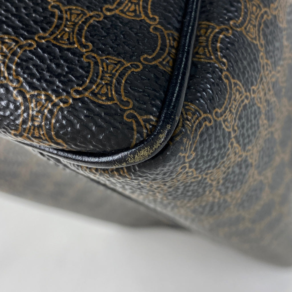 セリーヌ マカダム柄 ハンドバッグ ミニ ボストンバッグ ハンドバッグ コーティングキャンバス ブラック レディース 【中古】brbag