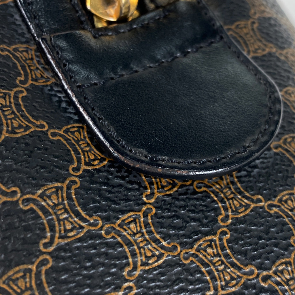 セリーヌ マカダム柄 ハンドバッグ ミニ ボストンバッグ ハンドバッグ コーティングキャンバス ブラック レディース 【中古】brbag