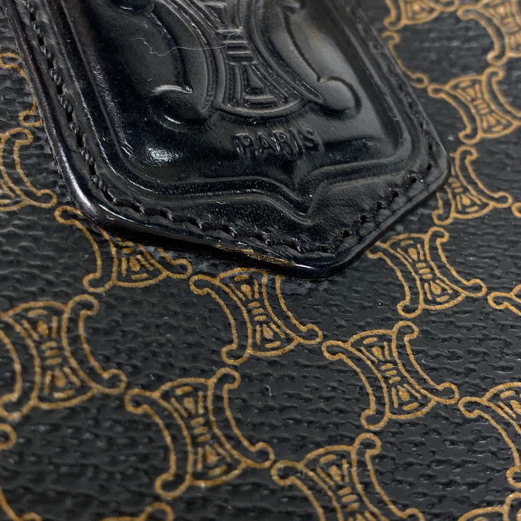 セリーヌ マカダム柄 ハンドバッグ ミニ ボストンバッグ ハンドバッグ コーティングキャンバス ブラック レディース 【中古】brbag