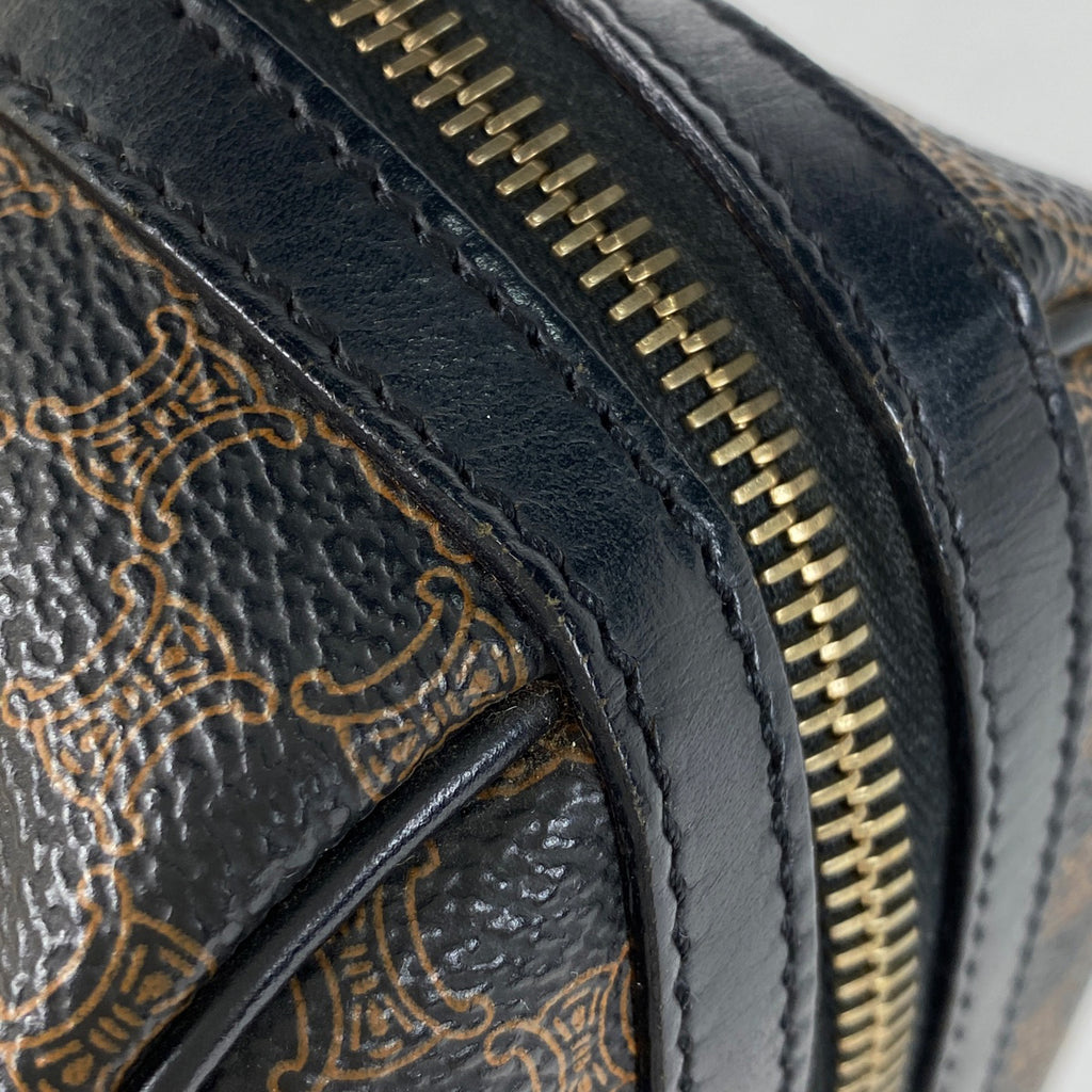 セリーヌ マカダム柄 ハンドバッグ ミニ ボストンバッグ ハンドバッグ コーティングキャンバス ブラック レディース 【中古】brbag