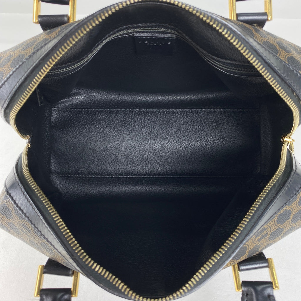 セリーヌ マカダム柄 ハンドバッグ ミニ ボストンバッグ ハンドバッグ コーティングキャンバス ブラック レディース 【中古】brbag