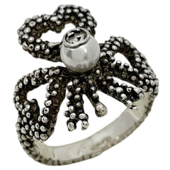 グッチ インターロッキングG リング ハート クローバー リング 11.5号 シルバー925 フェイクパール シルバー レディース 【中古】bracc