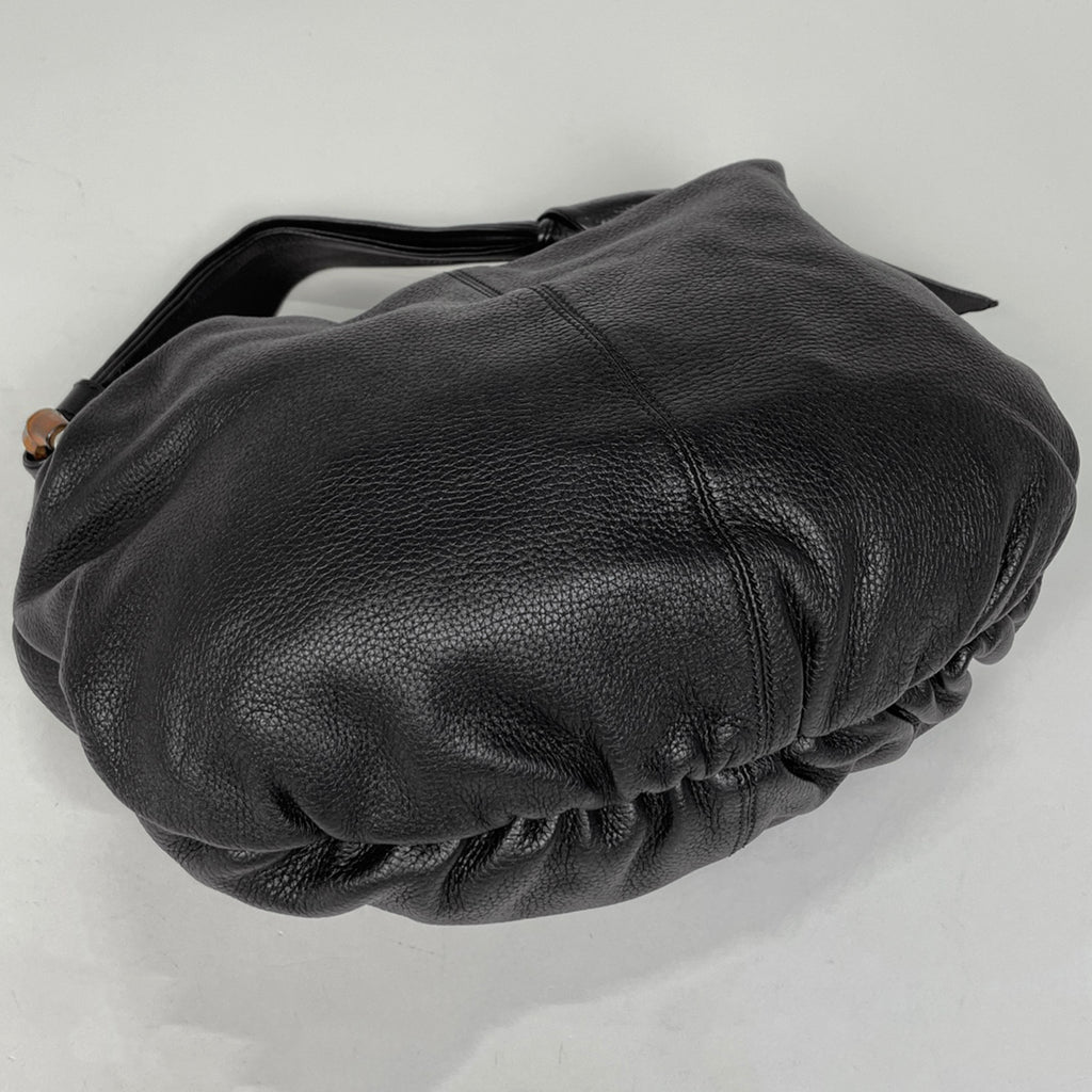 グッチ バンブー ホーボー ショルダーバッグ フリンジ タッセル ショルダーバッグ レザー ブラック 232930 レディース 【中古】brbag