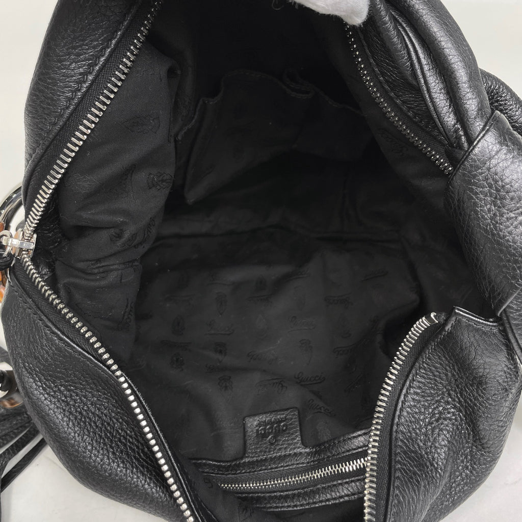 グッチ バンブー ホーボー ショルダーバッグ フリンジ タッセル ショルダーバッグ レザー ブラック 232930 レディース 【中古】brbag