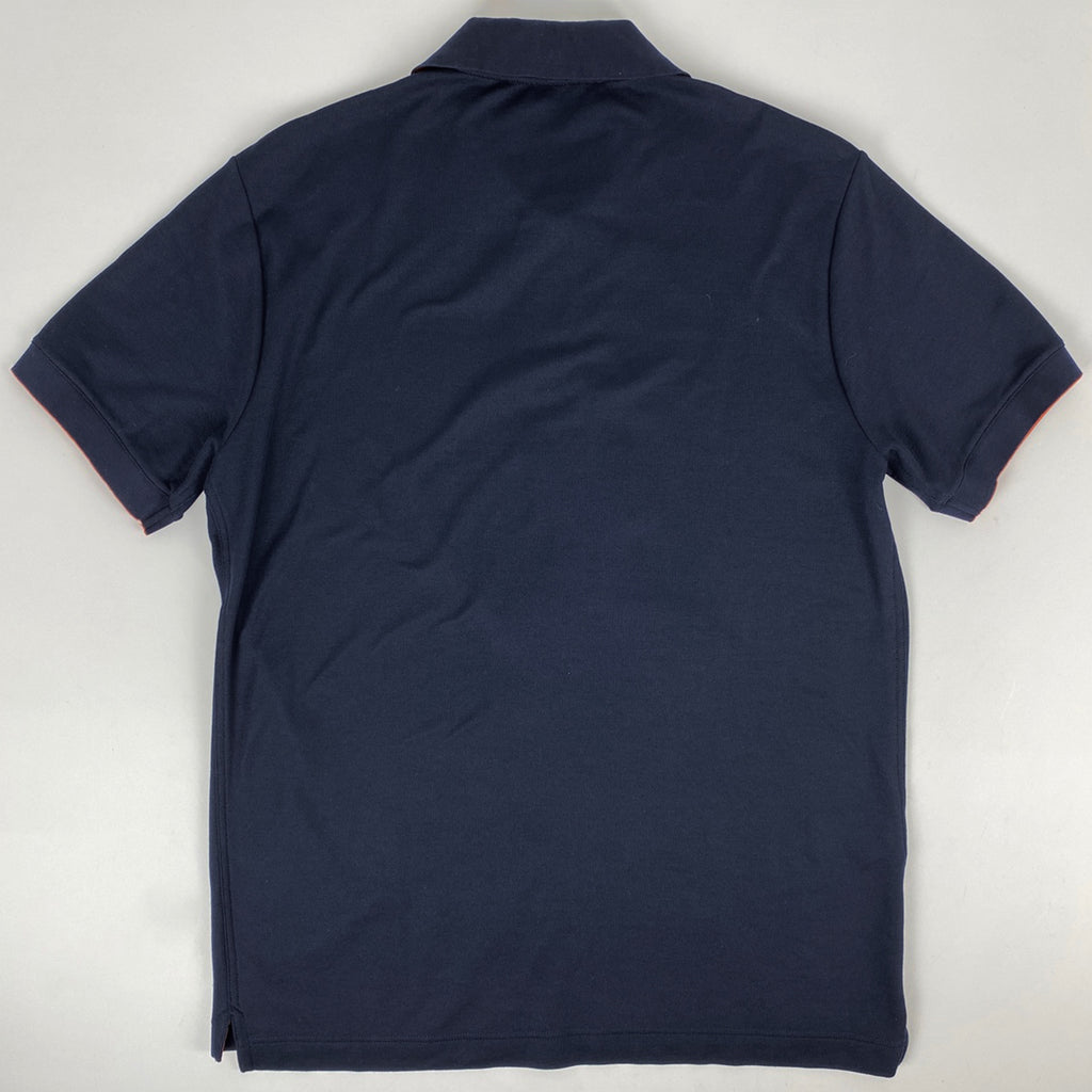 エルメス ロゴ ポロシャツ セリエボタン 半袖 トップス ポロシャツ 綿 ポリエステル ネイビー オレンジ メンズ 【中古】brapp