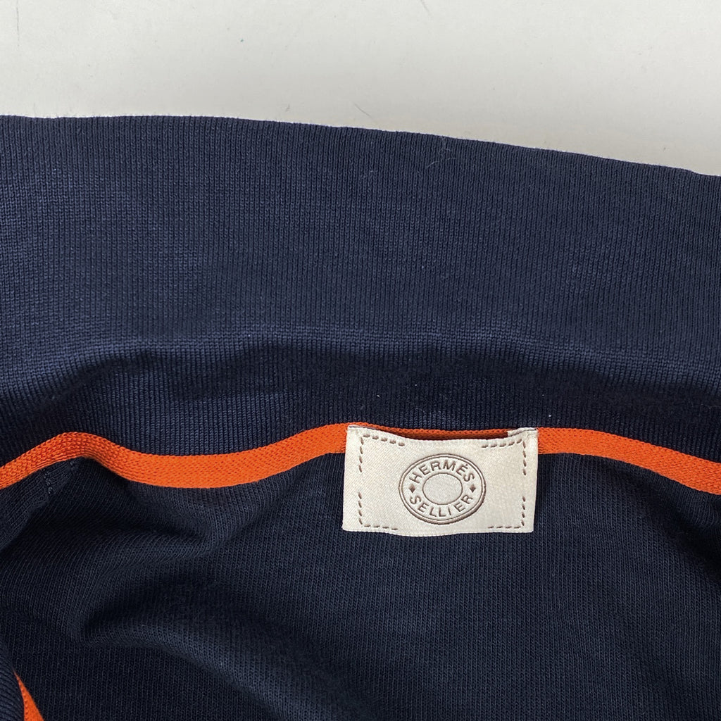 エルメス ロゴ ポロシャツ セリエボタン 半袖 トップス ポロシャツ 綿 ポリエステル ネイビー オレンジ メンズ 【中古】brapp