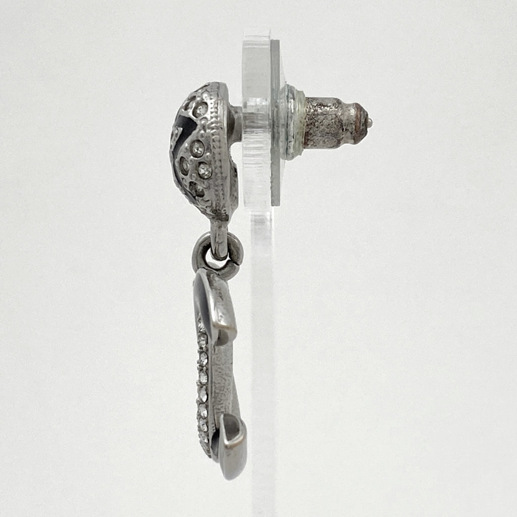 シャネル ココマーク ラインストーン ピアス スイング ピアス シルバーメッキ シルバー ブラック レディース 【中古】bracc