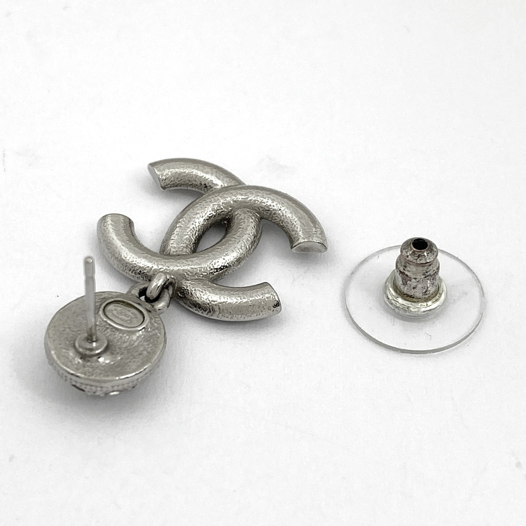 シャネル ココマーク ラインストーン ピアス スイング ピアス シルバーメッキ シルバー ブラック レディース 【中古】bracc