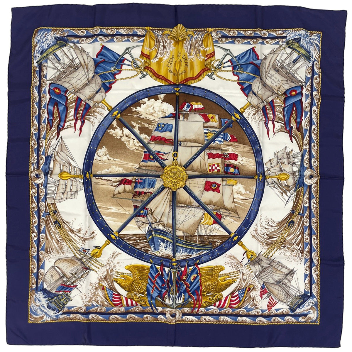 バイセル公式】エルメス カレ 90 Vive le vent 風よ吹け 船 スカーフ