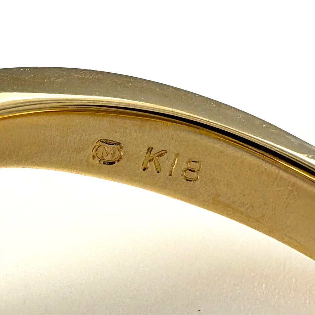 ミキモト パール デザインリング YG イエローゴールド 指輪 メレダイヤ 真珠 リング 8.5号 K18 パール ダイヤモンド レディース 【中古】brjwl