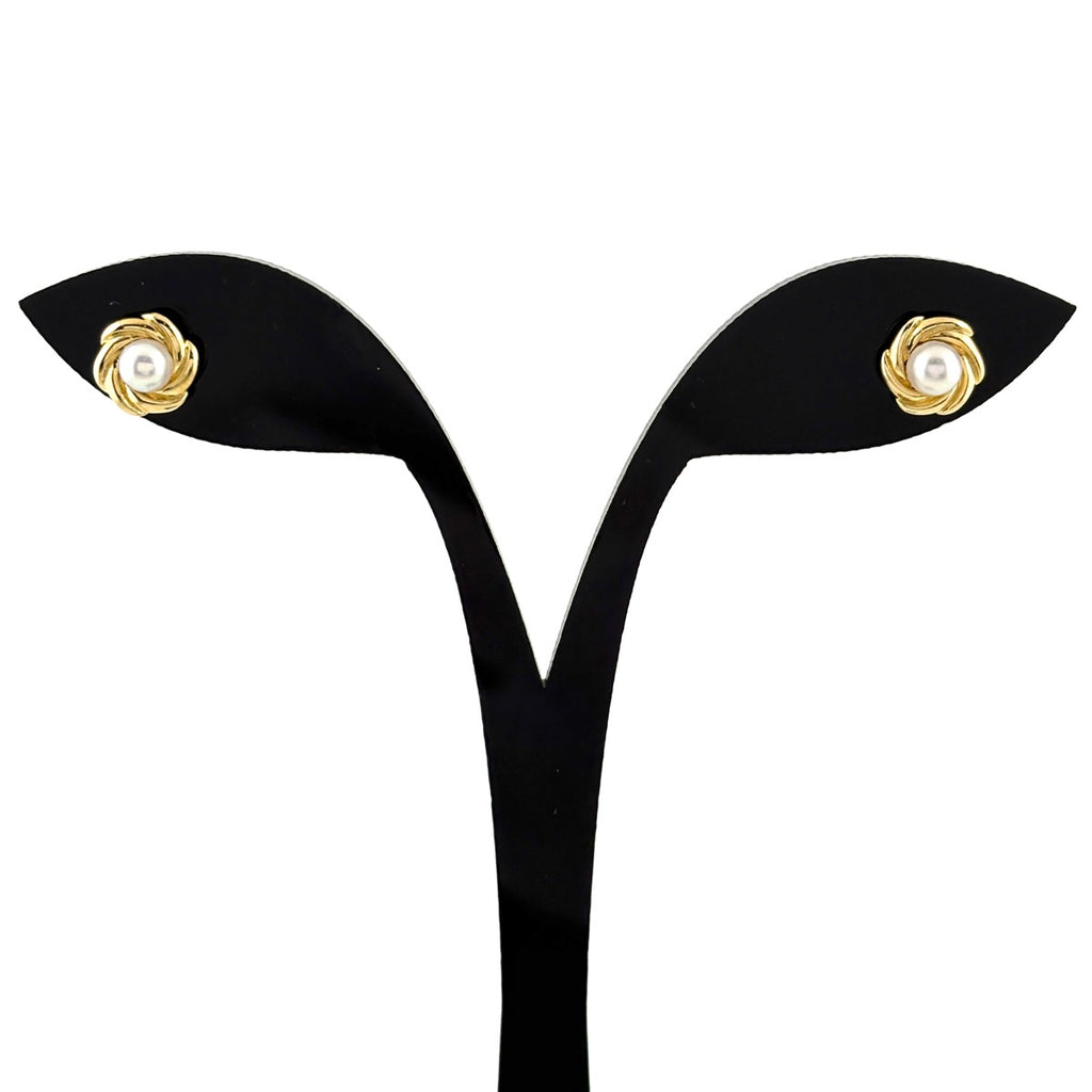 ミキモト パール デザインピアス YG イエローゴールド 真珠 ピアス K18 パール レディース ブランドジュエリー 【中古】brjwl