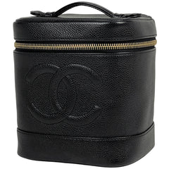 シャネル ココマーク バニティバッグ コスメ メイク 小物入れ 化粧ポーチ キャビアスキン ブラック A01998 レディース 【中古】brbag