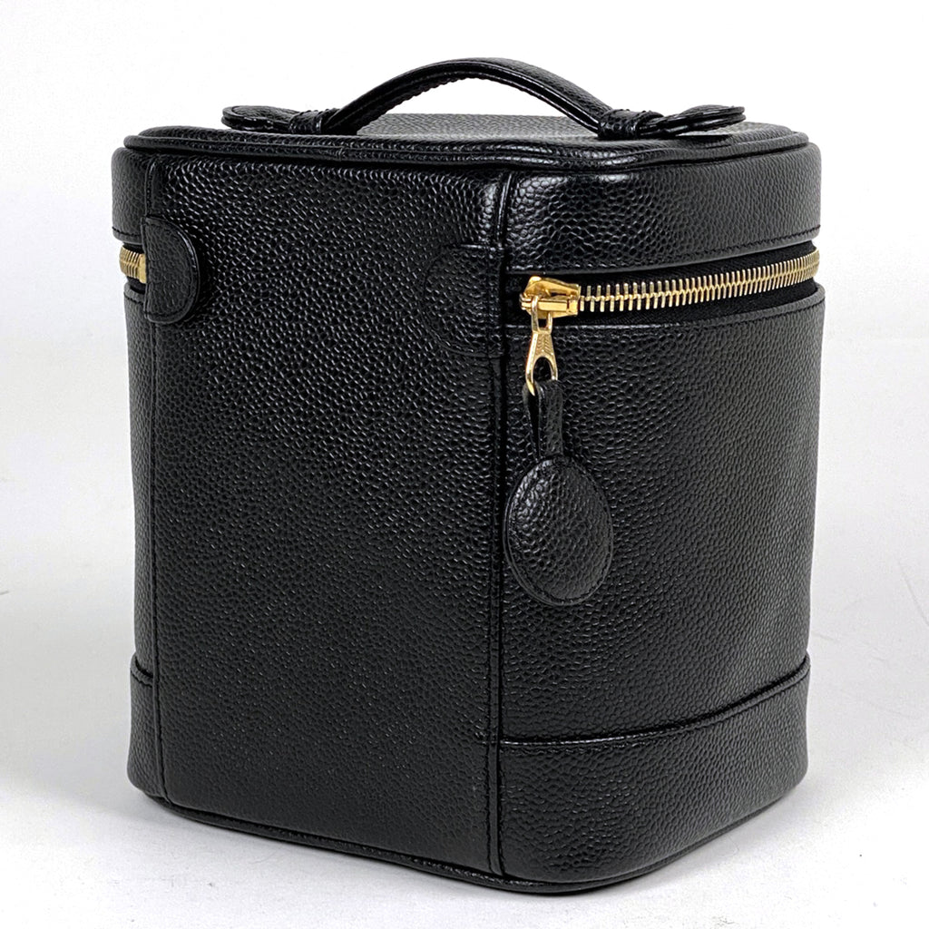 シャネル ココマーク バニティバッグ コスメ メイク 小物入れ 化粧ポーチ キャビアスキン ブラック A01998 レディース 【中古】brbag