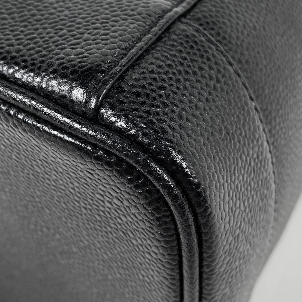 シャネル ココマーク バニティバッグ コスメ メイク 小物入れ 化粧ポーチ キャビアスキン ブラック A01998 レディース 【中古】brbag