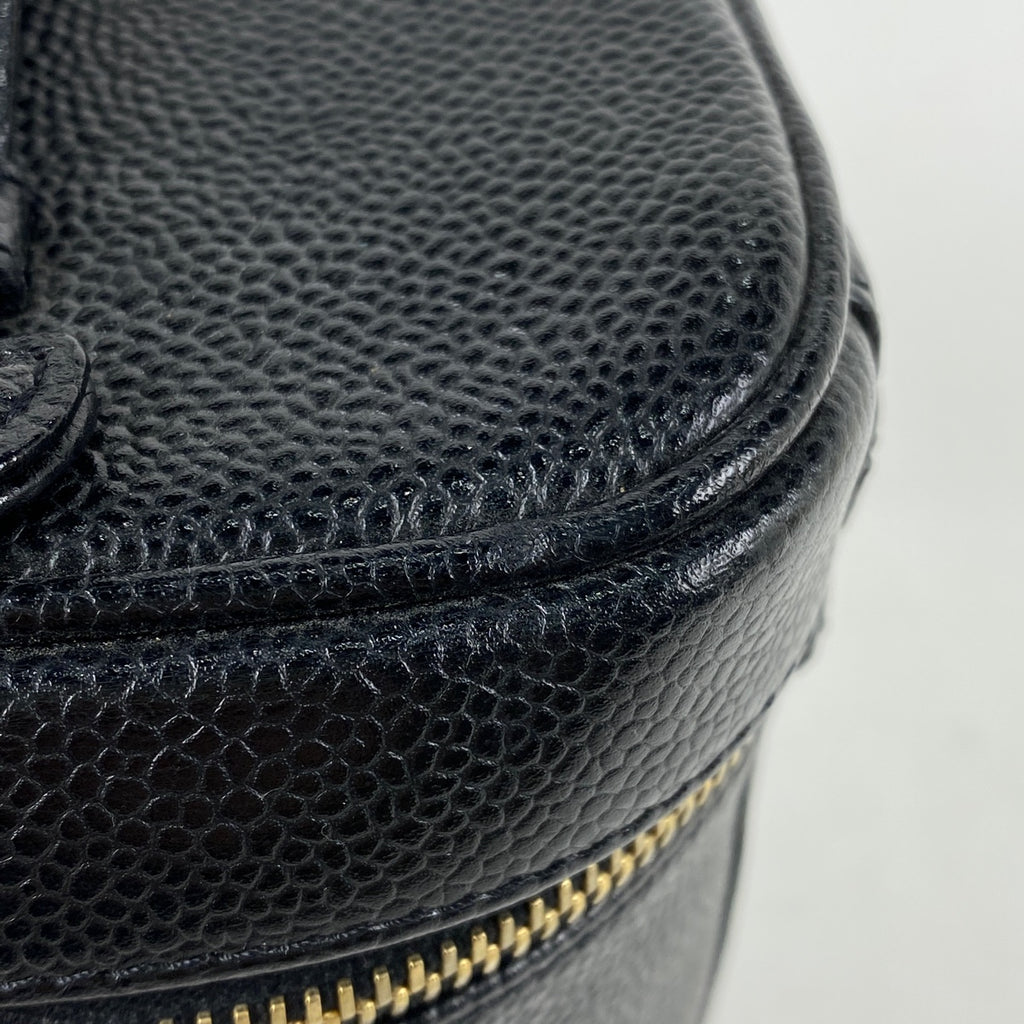 シャネル ココマーク バニティバッグ コスメ メイク 小物入れ 化粧ポーチ キャビアスキン ブラック A01998 レディース 【中古】brbag