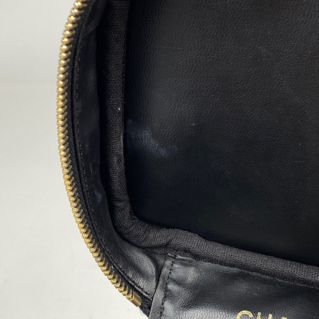 シャネル ココマーク バニティバッグ コスメ メイク 小物入れ 化粧ポーチ キャビアスキン ブラック A01998 レディース 【中古】brbag