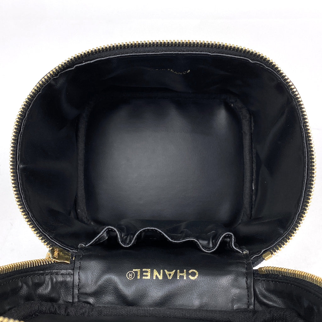 シャネル ココマーク バニティバッグ コスメ メイク 小物入れ 化粧ポーチ キャビアスキン ブラック A01998 レディース 【中古】brbag