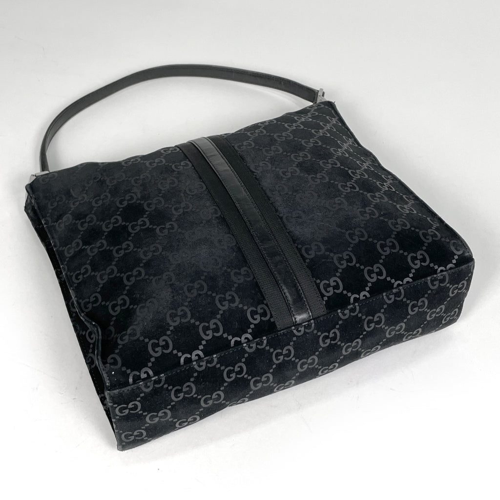 グッチ ジャッキーライン ショルダーバッグ GG柄 ワンショルダー ショルダーバッグ スエード ブラック 0013355 レディース 【中古】brbag